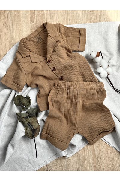MİLNA BABY&KİDS 100% Cotton Muslin Pocketed Baby Boy Double Set (6-18 Months)