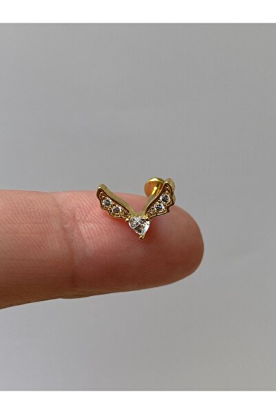 kurukafagift Çelik Piercing Taşlı Tragus Helix Lobe Kıkırdak Yarasa Figürlü