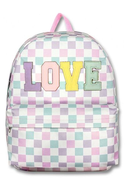 ÜMİT ÇANTA Geantă de școală cu imprimeu Love de culoare violet verde pentru fete - 5084 - piele Love scrisă