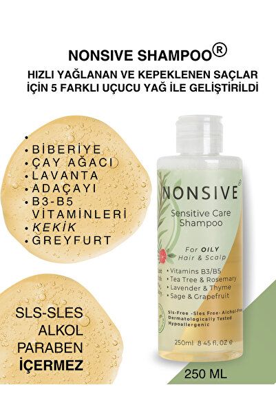Nonsive Shampoo Type 3 Kepek Karşıtı Arındırıcı Yağlı Saçlar Için Şampuan -aromaterapi Içerikli/sülfatsız Şampuan