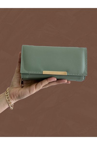 shiny ever Γυναικείο πορτοφόλι Mint Green με χρυσή λεπτομέρεια