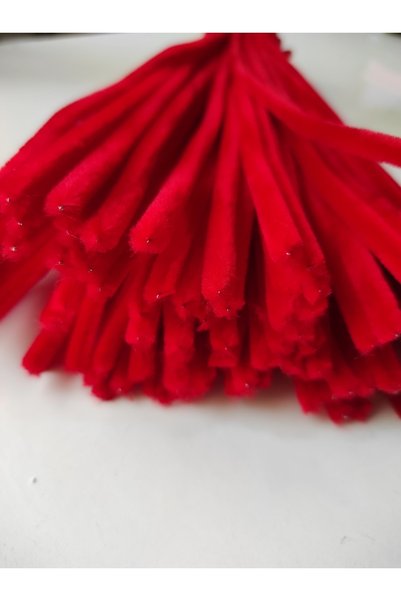 hyc heryerçiçeklenir 25 Pieces of Red Chenille, Feathered Wire Suitable for Flower Making, 30 cm 6 mm