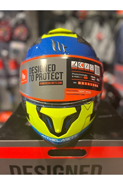 MT Kask Atom Sv Adventure A7 Mavi Çene Açılır Kask Güneş Vizörlü