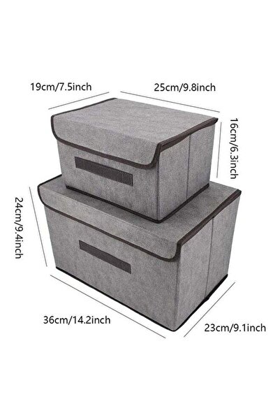 Generic Pack Of 4 Foldable Storage Box With Lid Grey 36x23x24cm