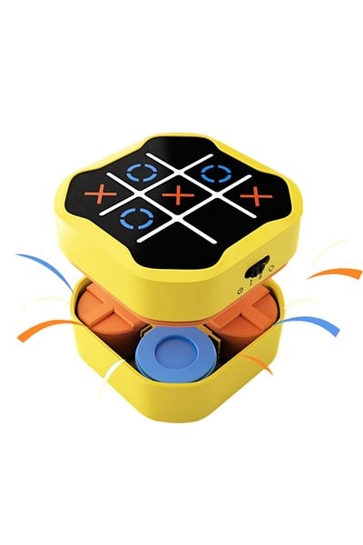 VENTLEX Joc X si 0 Interactiv Digital Premium cu Ecran Tactil, 3 Jocuri intr-o Cutie, , Tic Tac Toe, Galben