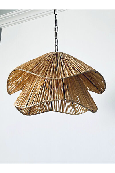 Turkish Belkıs Rattan Rattan Bambu Rafya Hasır Makrome Sarkıt Avize 40x30 cm