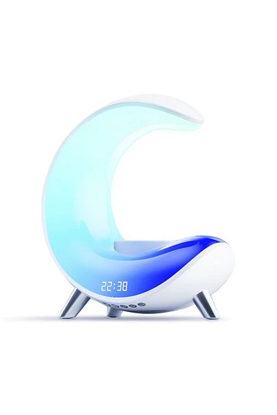 VENTLEX Multifunctional RGB LED Smart Lamp, App Control, Bluetooth Speakers, Digital Clock Display, White