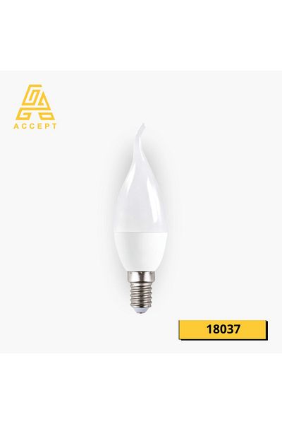 Generic 7W LED curved chandelier bulb with E14 base, yellow light color