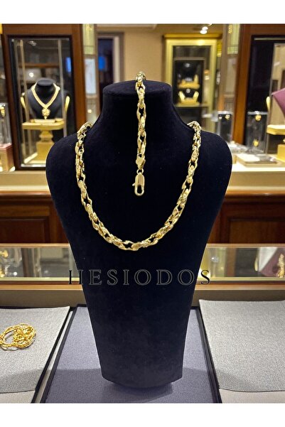 HESİODOS Özel 14 Ayar Altın Kaplama Kadın Burgu Kolye ve Bileklik Set Kararmaz Alerji Yapmaz Özel Kutulu