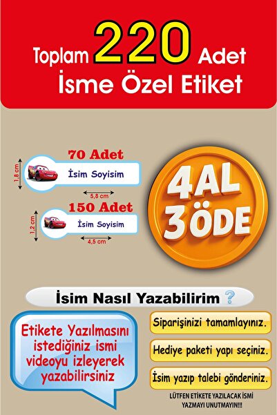 etikettcim Okul Etiketi Özel Isim Yazılabilen Etiket Arabalı Etiket