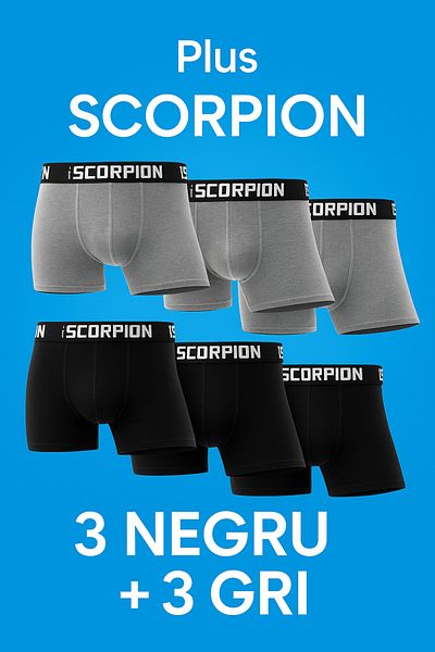 Plus Scorpion Set 6 Boxeri pentru barbati, Plus Scorpion , Bumbac