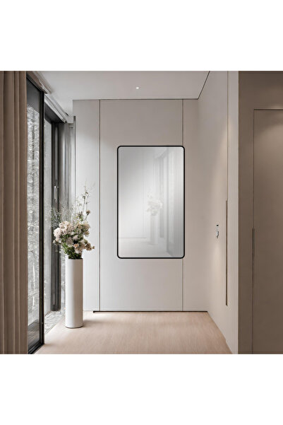 Al Saada Home مرآة حائط مقاومة للكسر بإطار أسود 120×60 سم