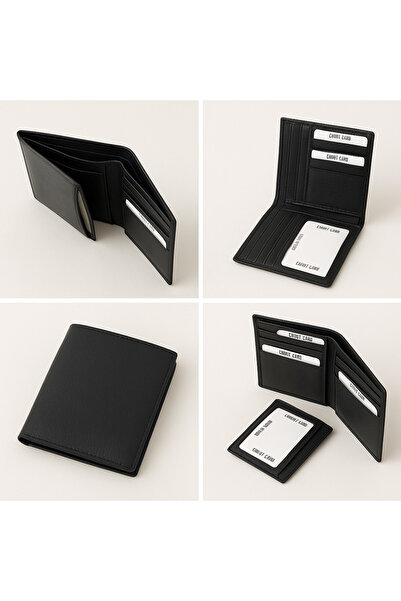 Arkk محفظة جلد طبيعي سوداء كلاسيكية للجنسين