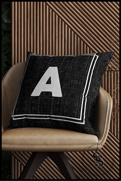 SasoHome Husă de pernă cu litere - Litera A - Husă de pernă decorativă imprimată digital cu litere - husă de pernă