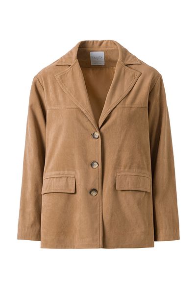 FACETTE Γυναικείο μπουφάν Camel Suede με κουμπιά