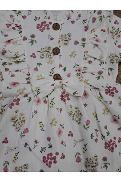 Tosyalı Burak Bebe Kız Çocuk Uzun Kollu Baskılı Pamuklu Müslin Kumaş Mevsimlik Elbise