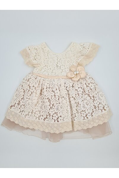 KIPIRIK BABY Devojčica, bež gipure haljina od Sa deznom dela sa cvetnim dodac...
