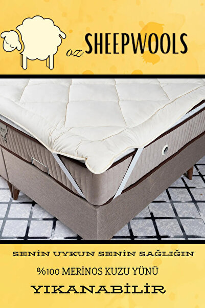 ozsheepwools YÜN YATAK PEDİ&ŞİLTESİ LASTİKLİ %100 MERİNOS KUZU YÜNÜ İÇ DOLGU , %100 PAMUK DIŞ KUMAŞ ,YIKANABİLİR