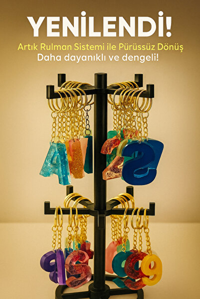 İN3DEX حامل سلسلة المفاتيح الدوارة ومنظم المجوهرات، حامل مفاتيح أسود حديث