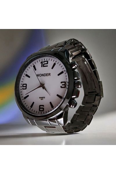 OEM Men's casual/elegant watch, gray metallic bracelet, quartz mechanism, analog display