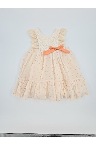 KIPIRIK BABY Devojčina bež suknja Tačkasti dezen Sa deznom Tü Til haljina