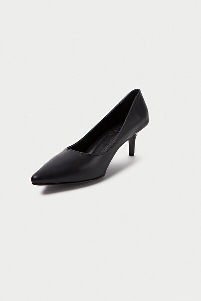 Mubiano Hakiki Deri MBHRND976-S Kadın İnce 6 cm Topuklu Siyah Stiletto & Topuklu Ayakkabı