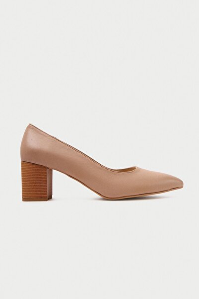 Mubiano Dámské boty na podpatku z pravé kůže MBMTS21-N Nude 5,5 cm tlusté podpatky