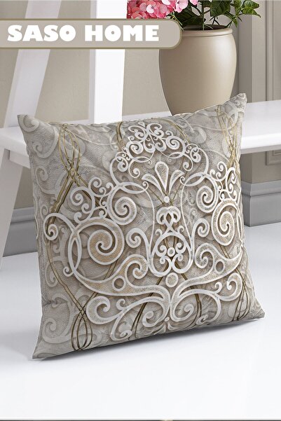SasoHome Cream - Beauty Aura Modern Model Patterned Decorative Gift Cushion - Pillow Case
