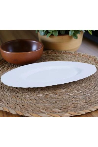 OPAL Set 4 platouri ovale, opal, alb 35cm