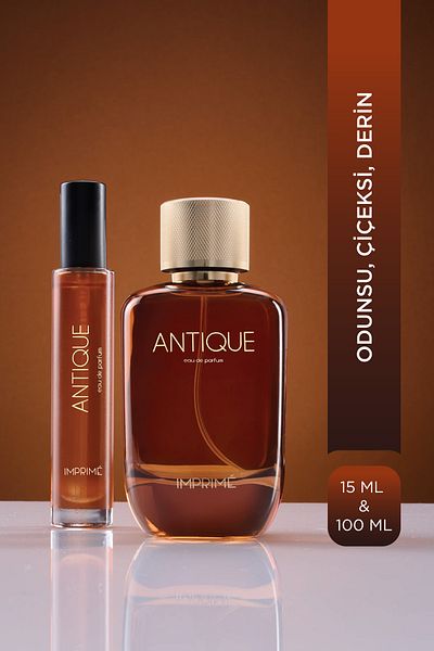 Imprime مجموعة عطور رجالية عتيقة EDP 100 مل وحجم السفر 15 مل I خشبي وزهري I نجيل الهند، الفانيليا
