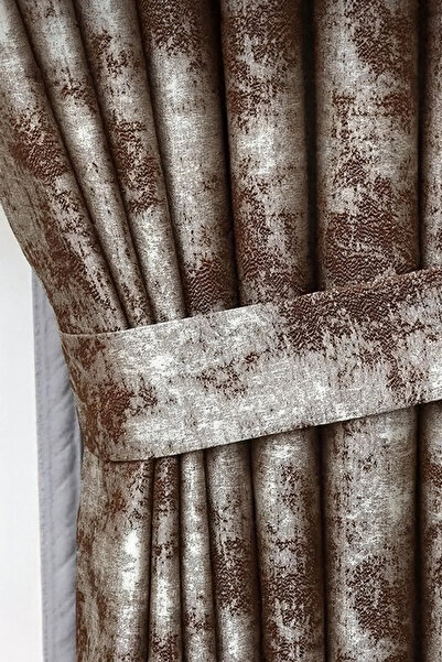 Emuz Dark Brown Istanbul Background Pattern New Season Pleated, Wrinkle-Free,...