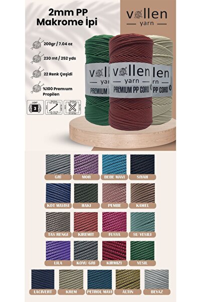 vollen yarn 200gr/230m Premium Polyester Makrome Ipi 2mm ,makrome Ip,makrame,supla,çanta Ipi,kırmızı