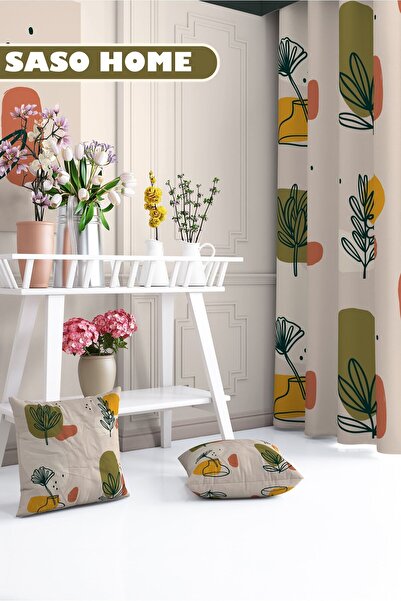 SasoHome Imaginary Surreal Flowers Patterned Decorative Gift Throw Pillow - Pillow Case