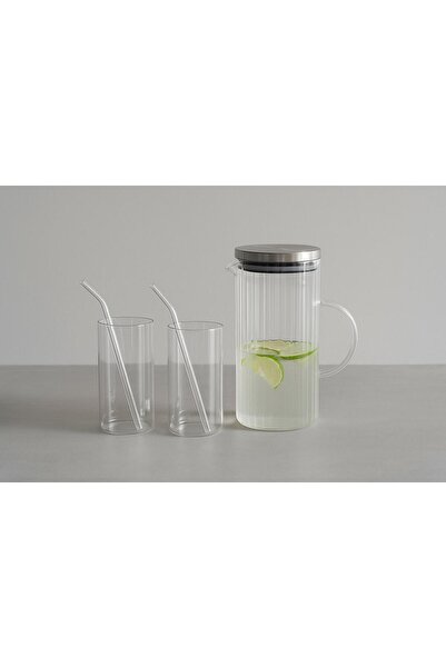 Noah Exclusive 5 Parca Su Ve Sürahi Seti - Met. Kap.1500 ml Sür, 2x400ml Bard...