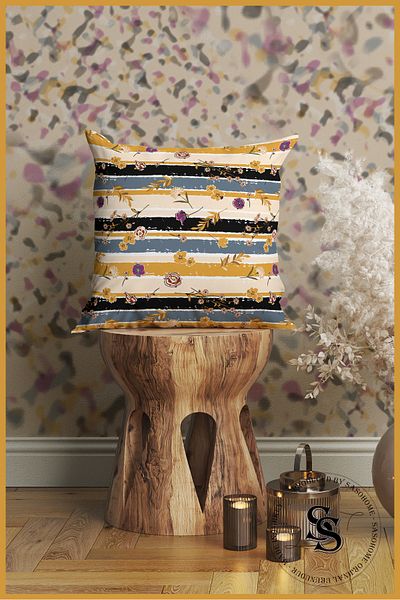 SasoHome Διακοσμητικό μαξιλάρι δώρου Relaxing Lines And Flowers με σχέδιο - Μαξιλαροθήκη