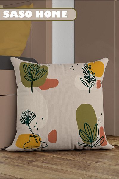 SasoHome Imaginary Surreal Flowers Patterned Decorative Gift Throw Pillow - Pillow Case