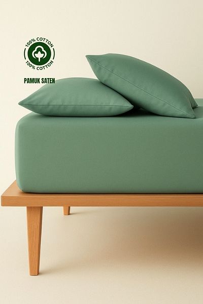 sutra 100% Cotton Satin Solid Color Double Fitted Sheet Set