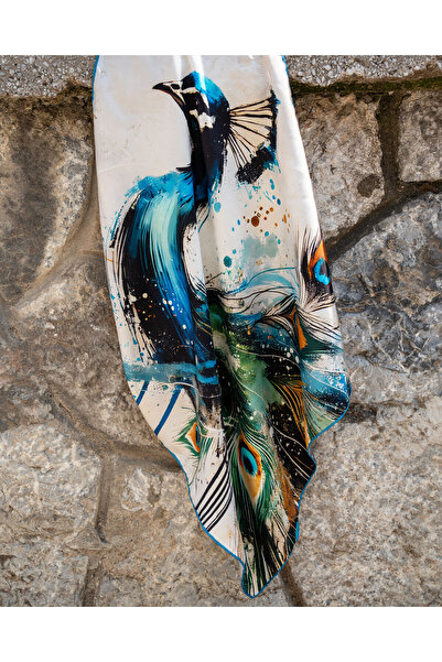 Velouté Peacock Grace 100% Silk Satin Women's Scarf