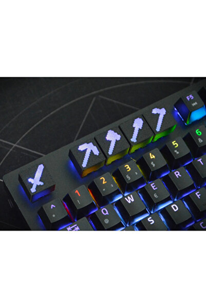 PUREYSMA Minecraft Keycap Seti 5'li | RGB Uyumlu 3D Tuşlar | Mekanik Klavyeler için Gamer Tasarım