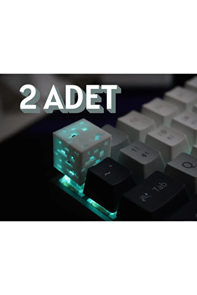 PUREYSMA Minecraft Maden Blok Keycap 2'li Set | RGB Uyumlu Tuş Başlığı | Cherry MX Mekanik Klavye