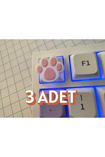 PUREYSMA Kedi Patisi Keycap 3’lü Set | Sevimli Tuş Başlığı | Cherry Mx Uyumlu...