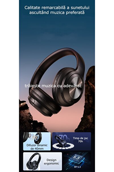 GBV LOGIC Casti bluetooth wireless GBV LOGIC cu anularea zgomotului exterior, baterie 500 mAh,autonomie 70h