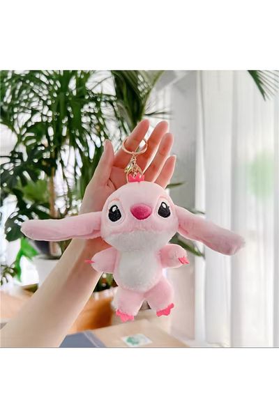 NB market Angel Lilo Plush Toy Keychain Stitch Bag Ornament 12cm Stich Keychain Pink Color