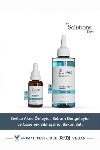 The Purest Solutions Σετ περιποίησης Acne Anti-Acne που βοηθά στην εξισορρόπηση του σμήγματος και στη σύσφιξη των πόρων 30 ml + 200 ml
