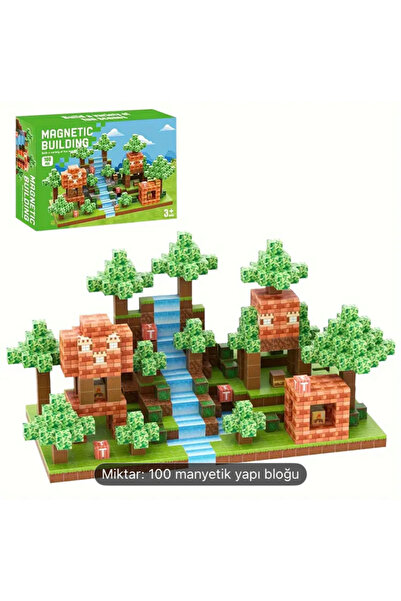 Manyetik Bloklar 100 Parça Manyetik Minecraft Tarzı Blok Seti – Eğitici ve Mo...