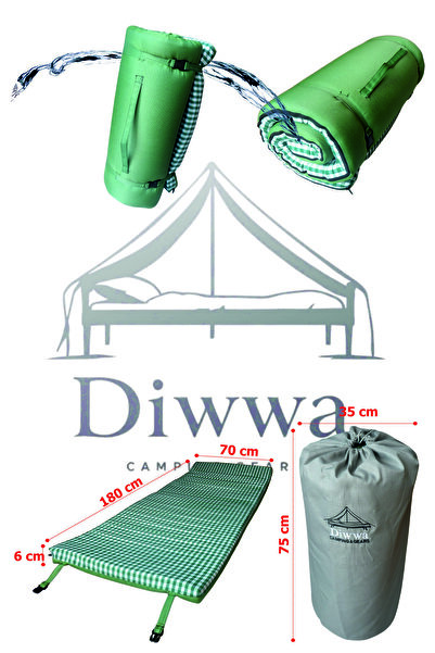 DİWWA CamperBed Su Geçirmez Kamp Yatağı Kamp Matı Taşıma Çantalı Kamp Minderi Çadır Matı 70x180x6cm