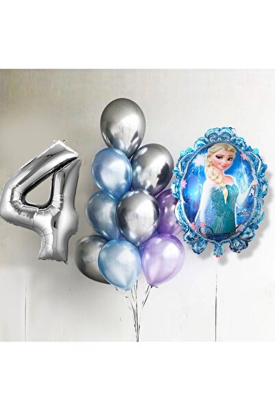 Disney Frozen Frozen Elsa Balon Parlak Balon Gümüş Rakam Balonlu Karlar Kraliçesi Konsepti