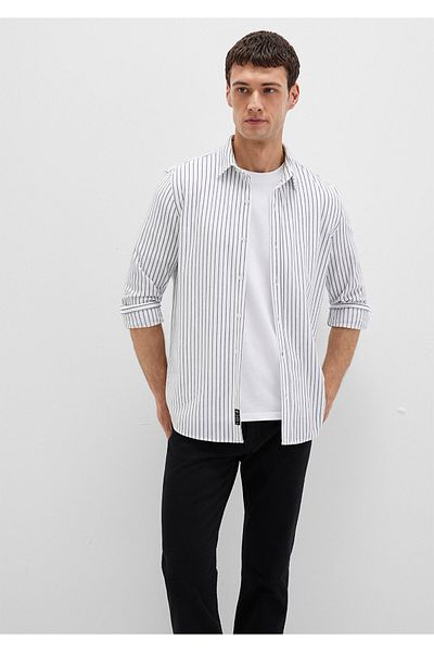 Mavi Ριγέ λευκό πουκάμισο Slim Fit / Slim Fit 0211403-91334