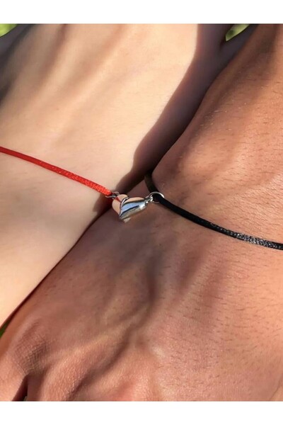 KANERUZ سوار من الخيط المغناطيسي الملون باللون الفضي على شكل قلب