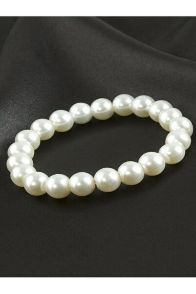 KANERUZ 10 mm Pearl Bead Bracelet White